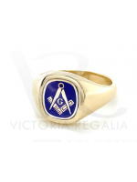 Masonic 9ct Gold Blue Square, Compass and G Ring with Reversible Cushion Head