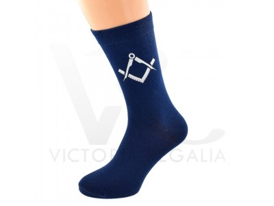Masonic Mens Navy Socks With Square & Compass (With or Without "G")