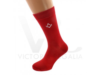 Masonic Mens Red Socks With White Square and Compass