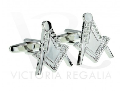 Square and Compass Shaped Silver Masonic Cufflinks