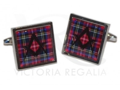 Masonic Scottish Royal Stewart Tartan Cufflinks with Square and Compass