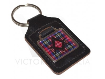 Massonico scozzese Royal Stewart Tartan Portachiavi con quadrato e bussola con "G"